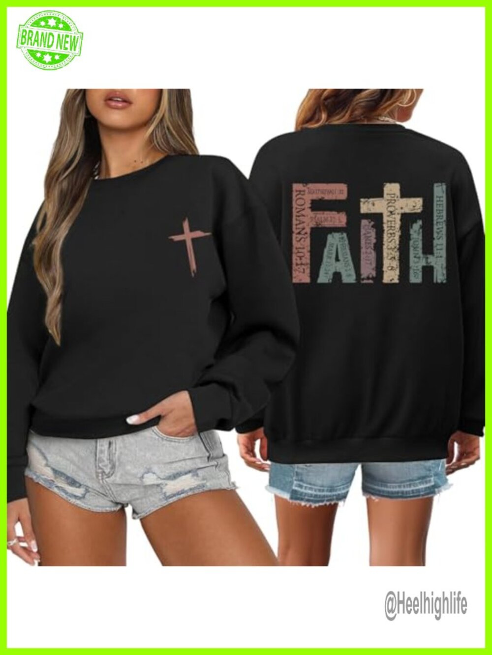 Christian Faith Graphic Sweatshirt Cotton Blend Crewneck Pullover